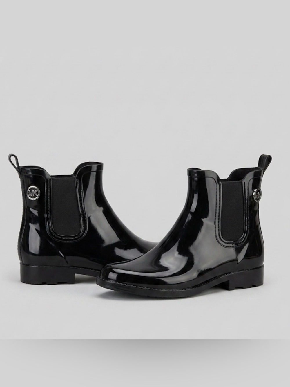 Michael Kors Black Glossy Rain Ankle Boots Size 8 - MK Fulton Waterproof